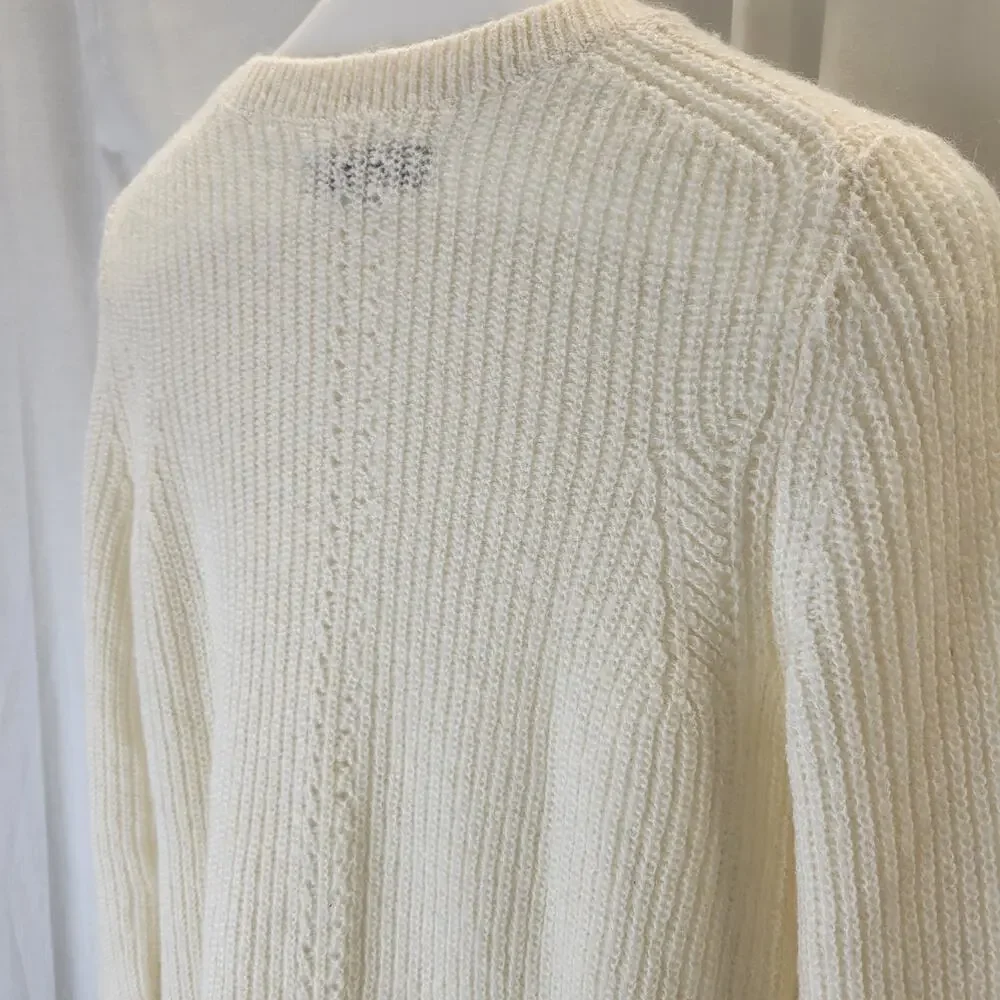 LOFT Cream Crewneck Pullover Sweater, S